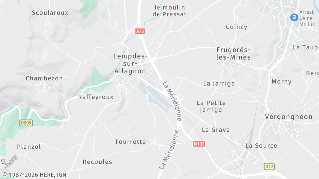Carte de la zone d'intervention à Lempdes-sur-Allagnon