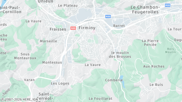 Carte de la zone d'intervention à Firminy