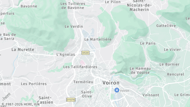 Carte de la zone d'intervention à Voiron