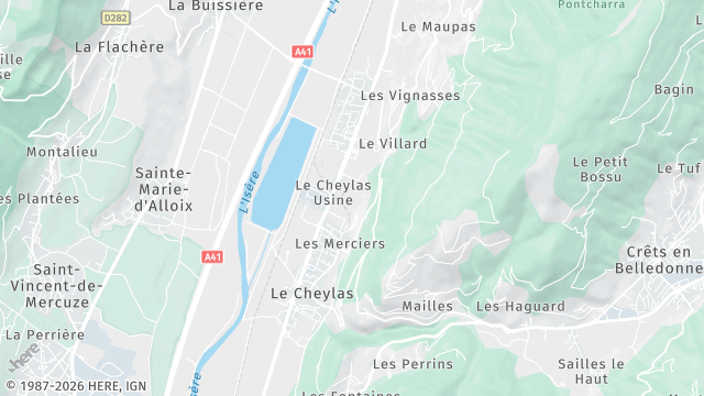 Carte de la zone d'intervention à Le Cheylas