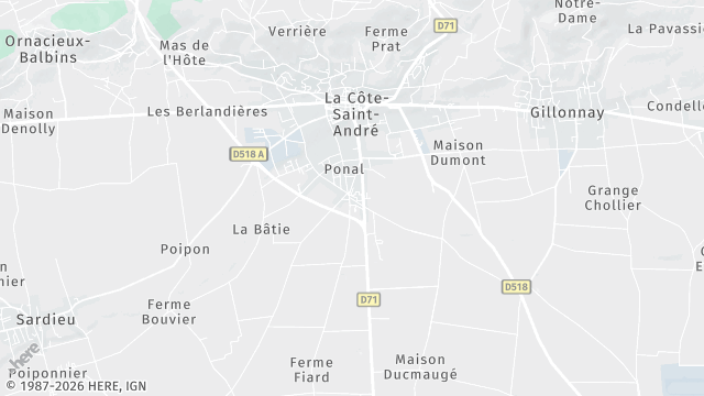 Carte de la zone d'intervention à La Côte-Saint-André