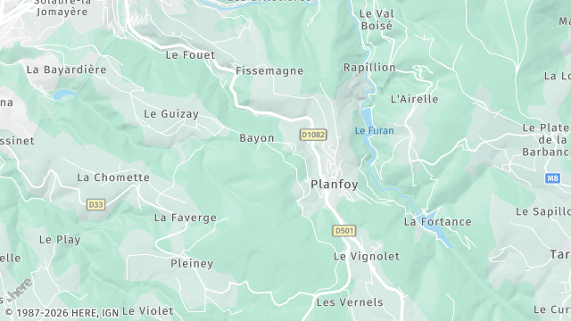 Carte de la zone d'intervention à Planfoy