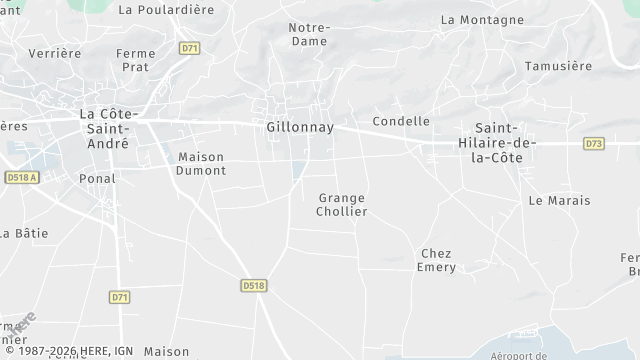 Carte de la zone d'intervention à Gillonnay