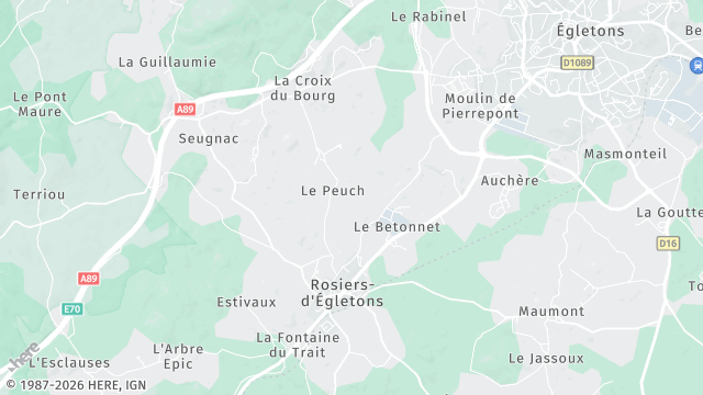 Carte de la zone d'intervention à Rosiers-d'Égletons