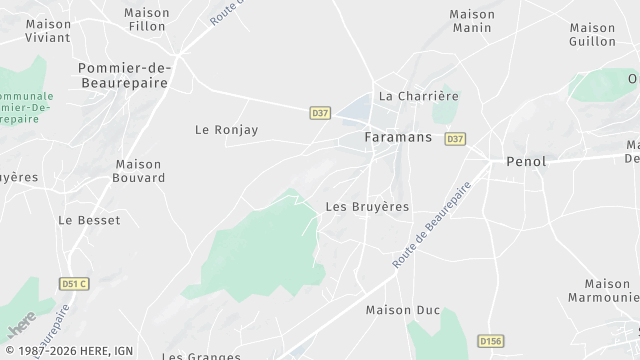 Carte de la zone d'intervention à Faramans