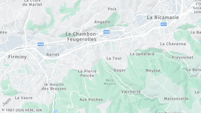 Carte de la zone d'intervention à Le Chambon-Feugerolles