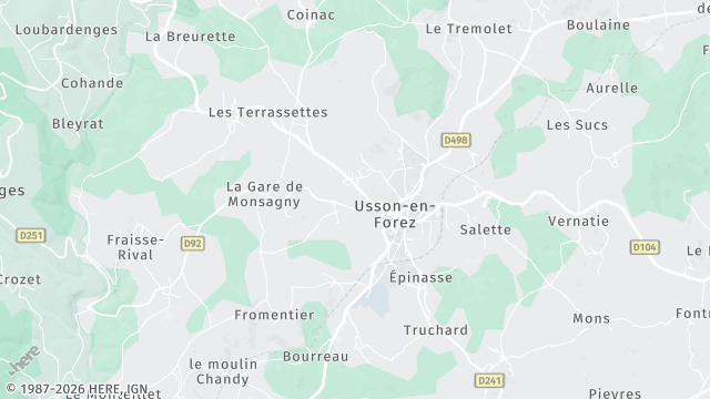 Carte de la zone d'intervention à Usson-en-Forez