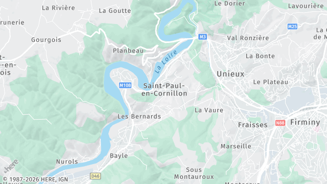 Carte de la zone d'intervention à Saint-Paul-en-Cornillon