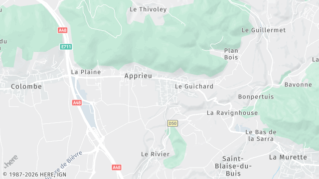 Carte de la zone d'intervention à Apprieu