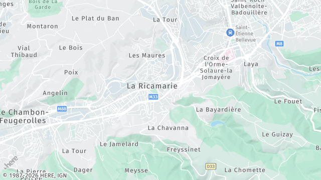 Carte de la zone d'intervention à La Ricamarie