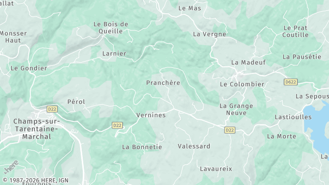 Carte de la zone d'intervention à Champs-sur-Tarentaine-Marchal