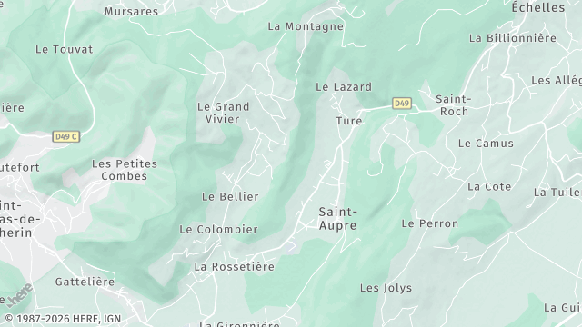 Carte de la zone d'intervention à Saint-Aupre