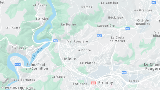 Carte de la zone d'intervention à Unieux