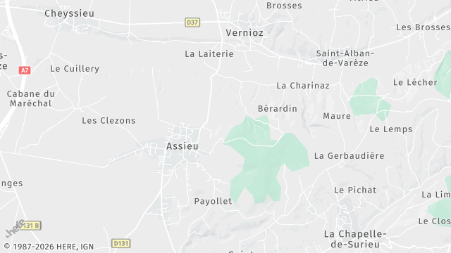 Carte de la zone d'intervention à Assieu