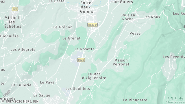 Carte de la zone d'intervention à Entre-deux-Guiers