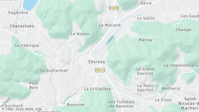 Carte de la zone d'intervention à Chirens
