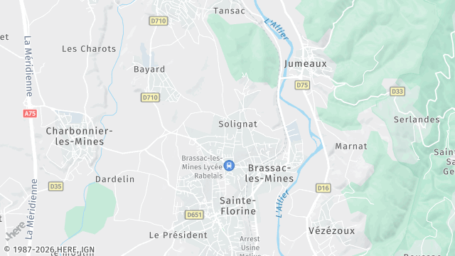 Carte de la zone d'intervention à Brassac-les-Mines