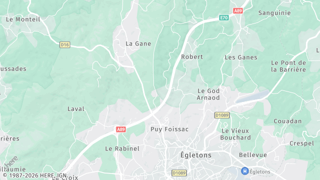 Carte de la zone d'intervention à Égletons