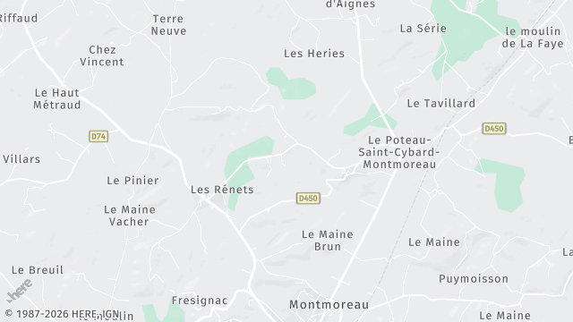 Carte de la zone d'intervention à Montmoreau