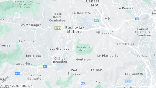 Carte de la zone d'intervention à Roche-la-Molière