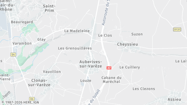 Carte de la zone d'intervention à Auberives-sur-Varèze