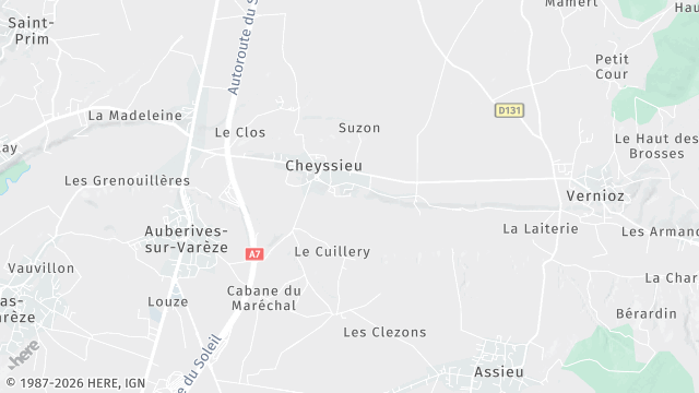 Carte de la zone d'intervention à Cheyssieu