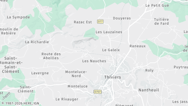 Carte de la zone d'intervention à Thiviers
