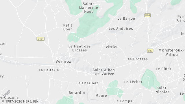 Carte de la zone d'intervention à Vernioz