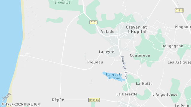 Carte de la zone d'intervention à Grayan-et-l'Hôpital