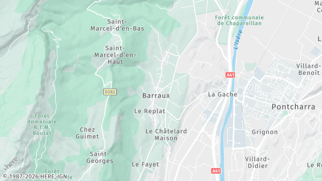 Carte de la zone d'intervention à Barraux