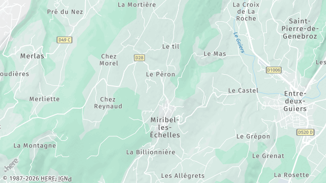Carte de la zone d'intervention à Miribel-les-Échelles