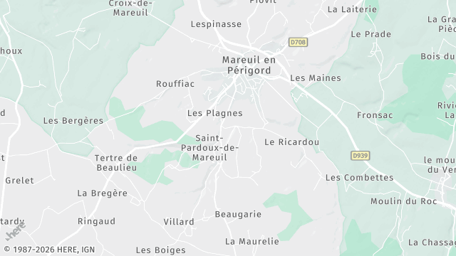 Carte de la zone d'intervention à Mareuil en Périgord