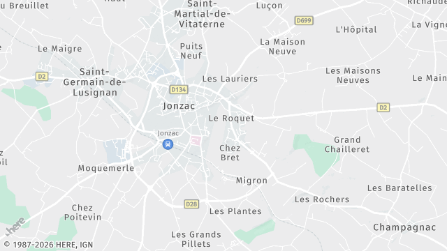 Carte de la zone d'intervention à Jonzac