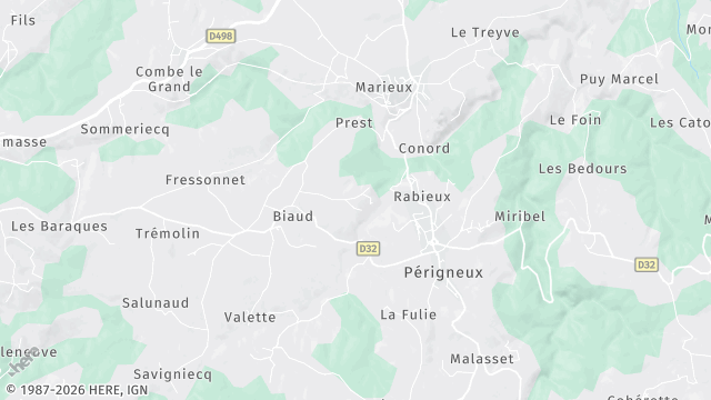 Carte de la zone d'intervention à Périgneux