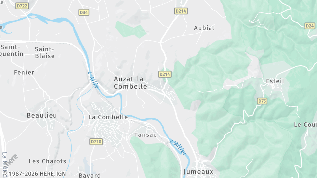 Carte de la zone d'intervention à Auzat-la-Combelle