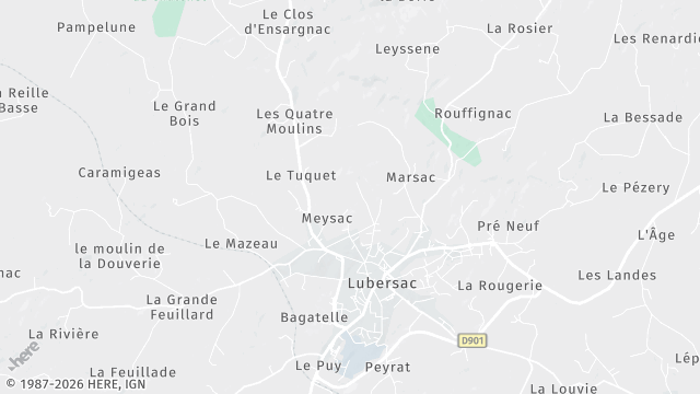 Carte de la zone d'intervention à Lubersac