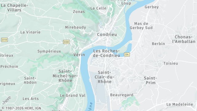 Carte de la zone d'intervention à Les Roches-de-Condrieu