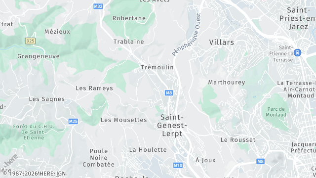 Carte de la zone d'intervention à Saint-Genest-Lerpt