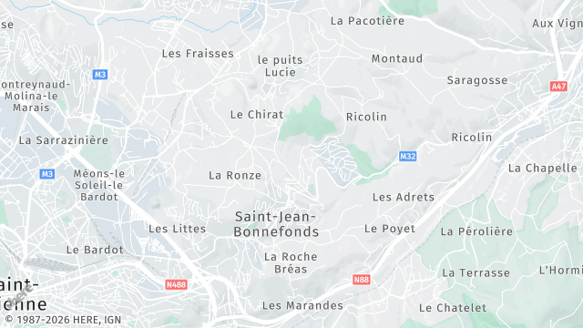 Carte de la zone d'intervention à Saint-Jean-Bonnefonds