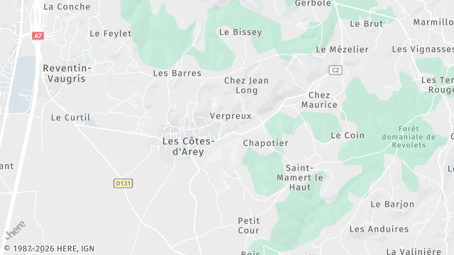Carte de la zone d'intervention à Les Côtes-d'Arey
