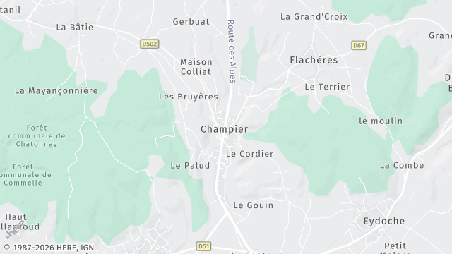 Carte de la zone d'intervention à Champier