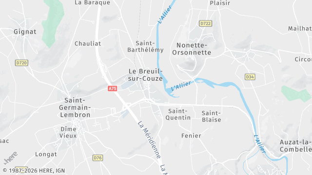 Carte de la zone d'intervention à Le Breuil-sur-Couze