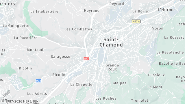 Carte de la zone d'intervention à Saint-Chamond