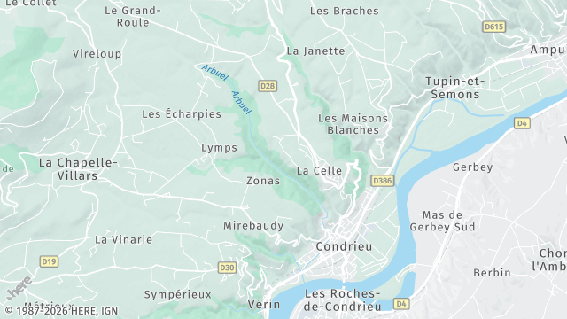 Carte de la zone d'intervention à Condrieu