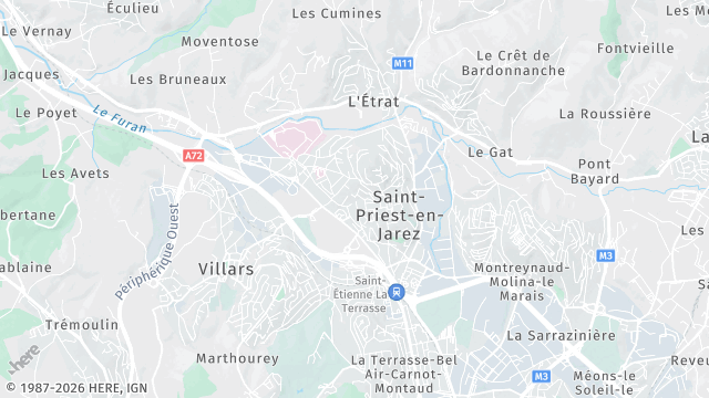 Carte de la zone d'intervention à Saint-Priest-en-Jarez