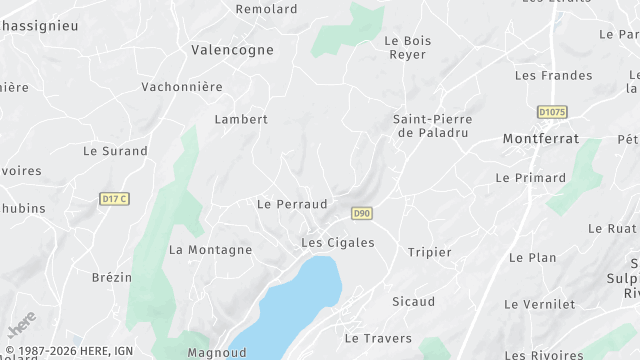 Carte de la zone d'intervention à Villages du Lac de Paladru