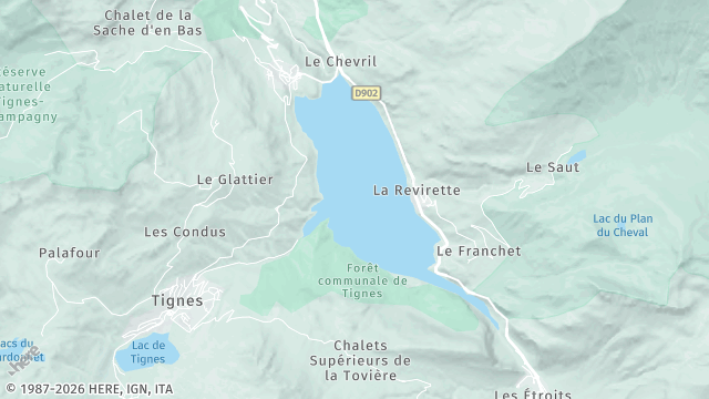 Carte de la zone d'intervention à Tignes