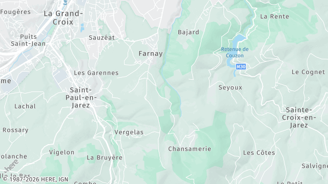 Carte de la zone d'intervention à Farnay