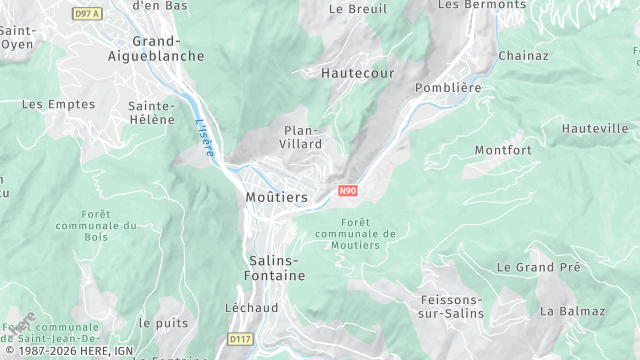 Carte de la zone d'intervention à Moûtiers