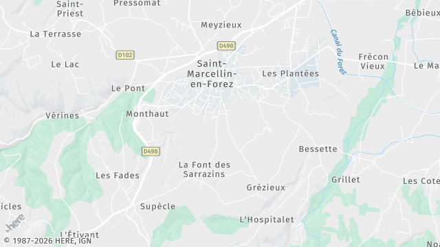 Carte de la zone d'intervention à Saint-Marcellin-en-Forez